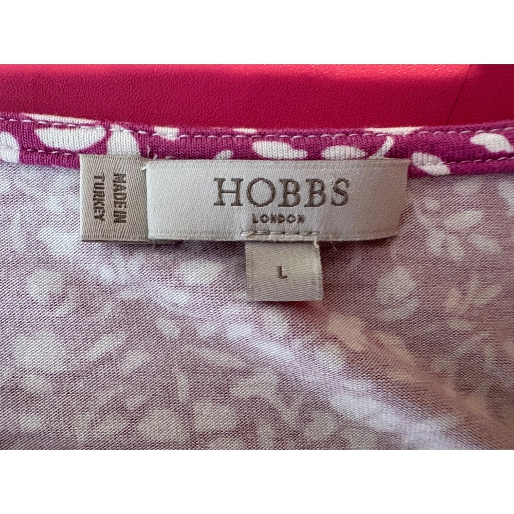 HOBBS LONDON Womens Pink Floral Scoop Neck Tunic Top L Cottagecore Casual Chic - Picture 4 of 12